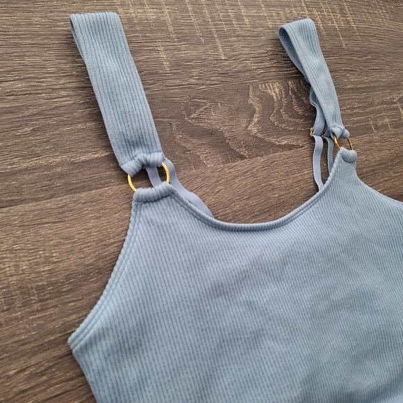 Aerie Seamless Ring longline Bralette baby blue ribbed stretchy crop tank pastel - Picture 5 of 5